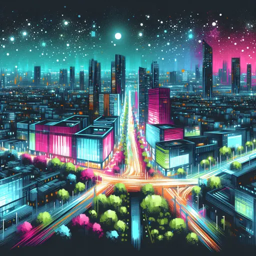 Illustration of Celaya at night
