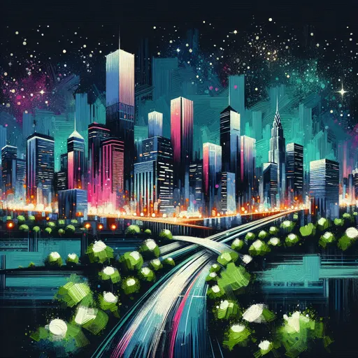 Illustration of Champaign at night