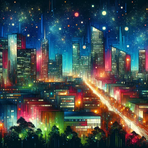 Illustration of Charlottesville at night