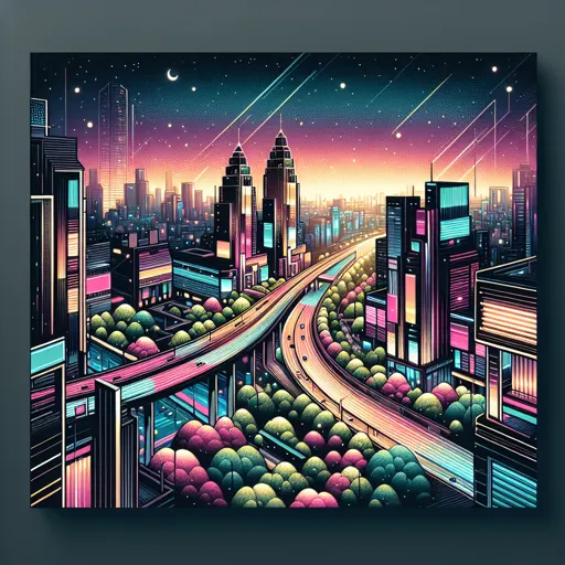 Illustration of Cheltenham at night