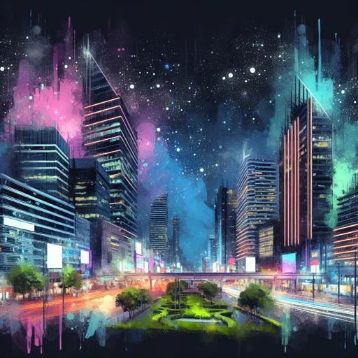 Illustration of Chelyabinsk at night