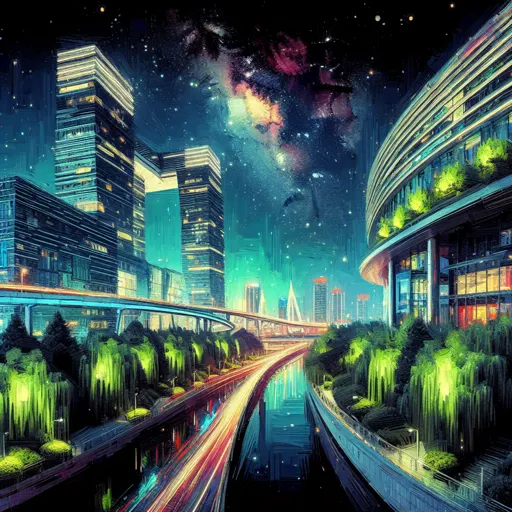 Illustration of Chemnitz at night