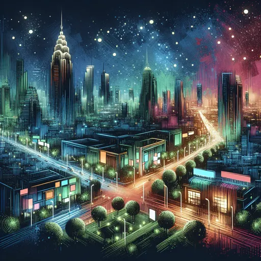 Illustration of Christchurch at night
