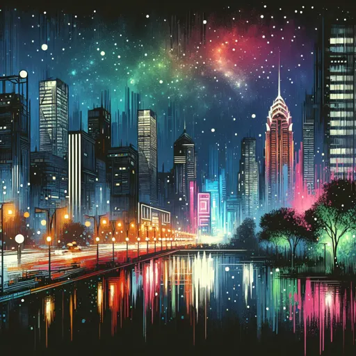 Illustration of Cleveland at night