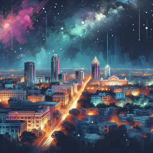 Illustration of Coimbatore at night