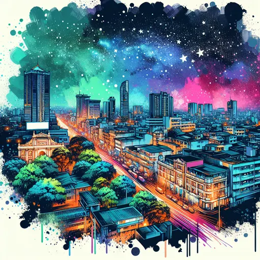 Illustration of Colombo at night