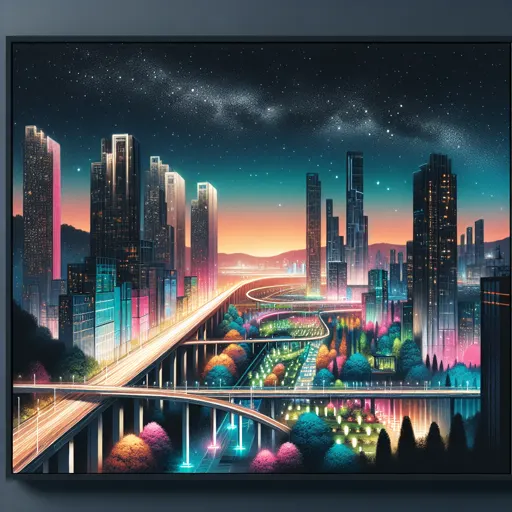 Illustration of Columbus at night