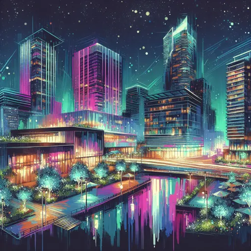 Illustration of Conroe at night