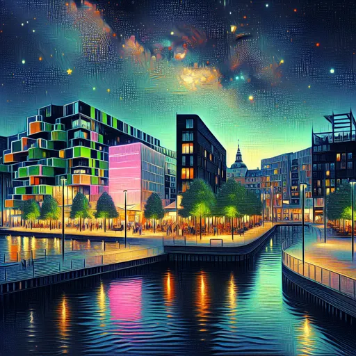 Illustration of Copenhagen at night