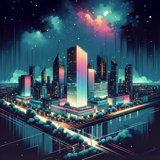 Illustration of Darmstadt at night