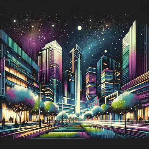 Illustration of Davis at night