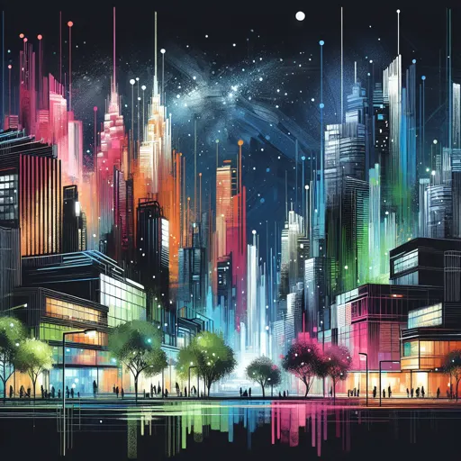 Illustration of Debrecen at night