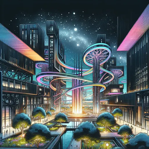 Illustration of Denver at night