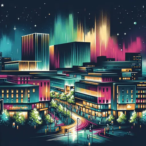Illustration of Derby at night