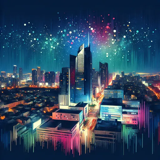 Illustration of Des Moines at night