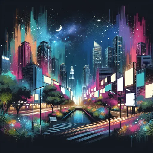 Illustration of Dnipro at night