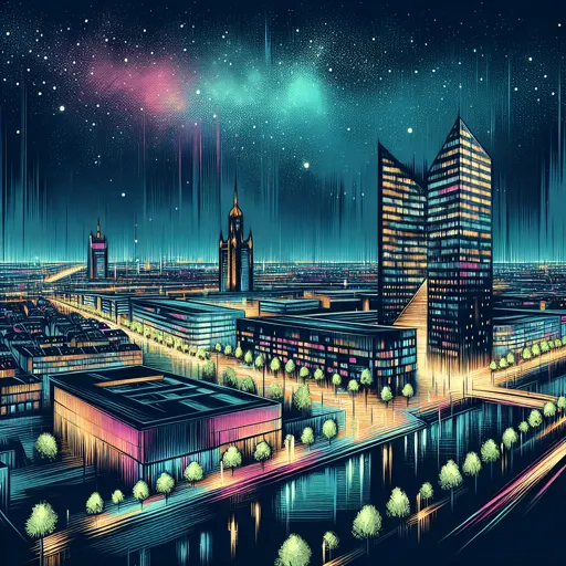 Illustration of Dortmund at night