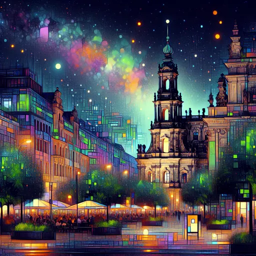 Illustration of Dresden at night