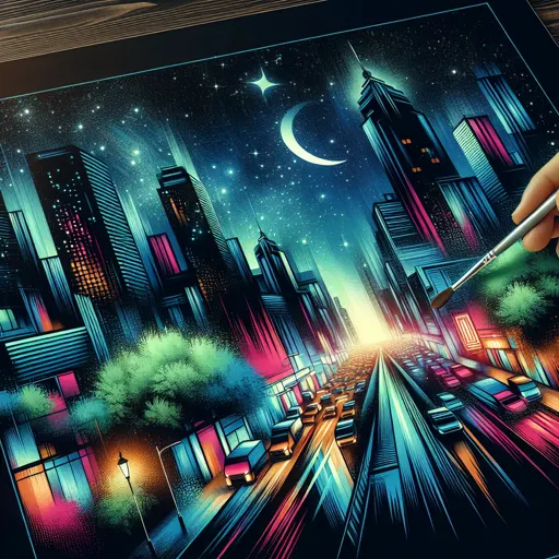 Illustration of Dubai at night