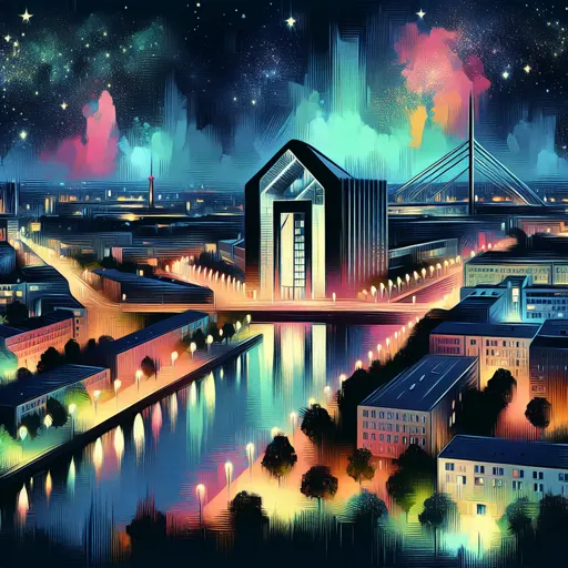 Illustration of Duisburg at night