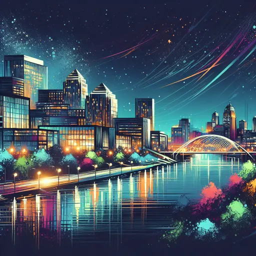Illustration of Duluth at night