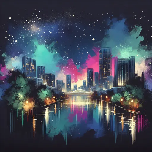 Illustration of Dundee at night