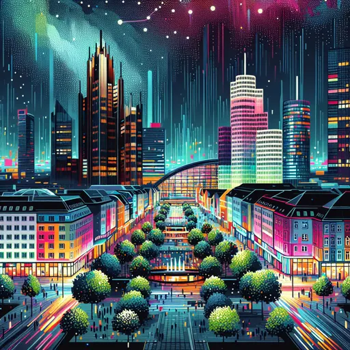 Illustration of Dusseldorf at night