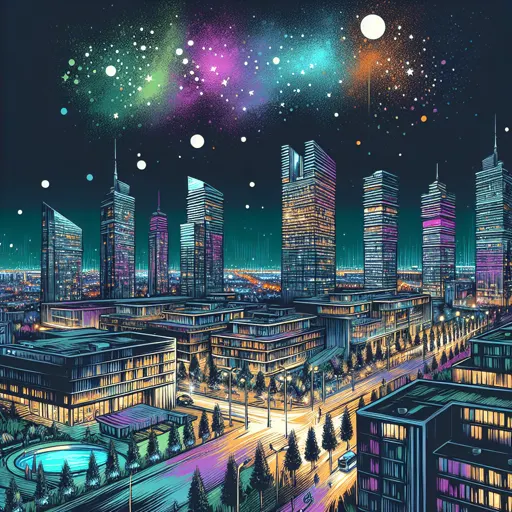 Illustration of Eskişehir at night