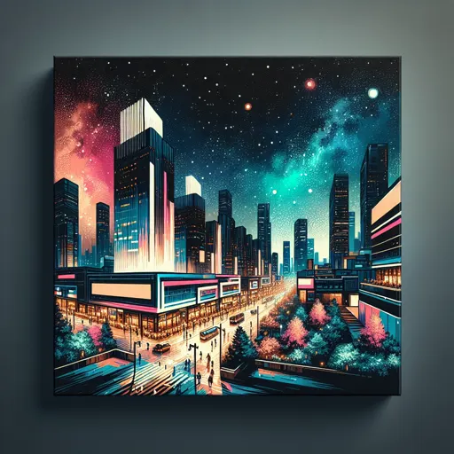 Illustration of Essen at night