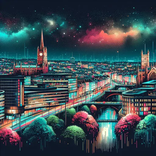 Illustration of Exeter at night