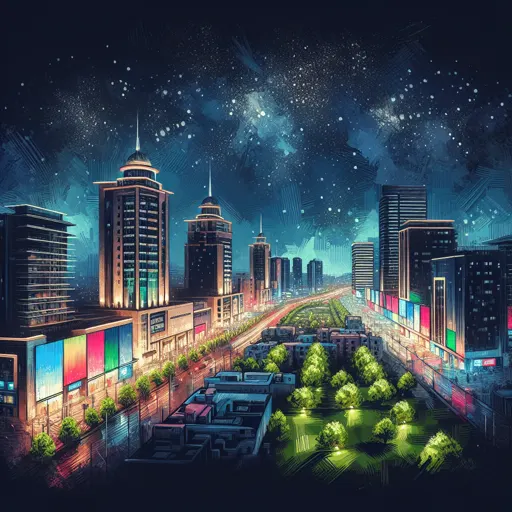 Illustration of Faisalabad at night