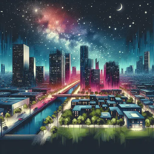 Illustration of Faridabad at night