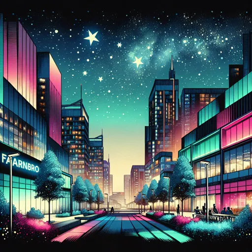 Illustration of Farnborough at night