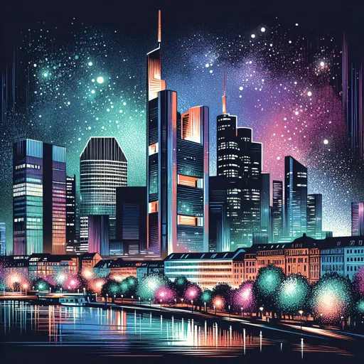 Illustration of Frankfurt at night