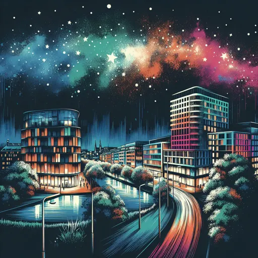 Illustration of Freiburg at night