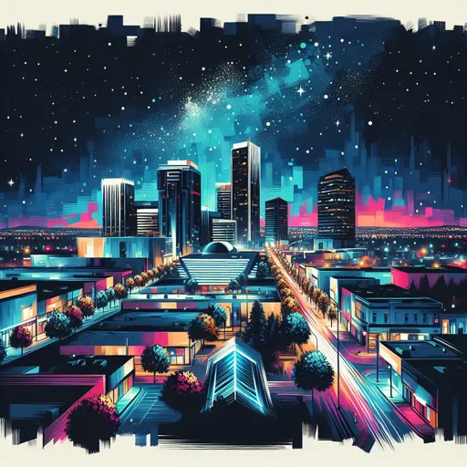 Illustration of Fresno at night