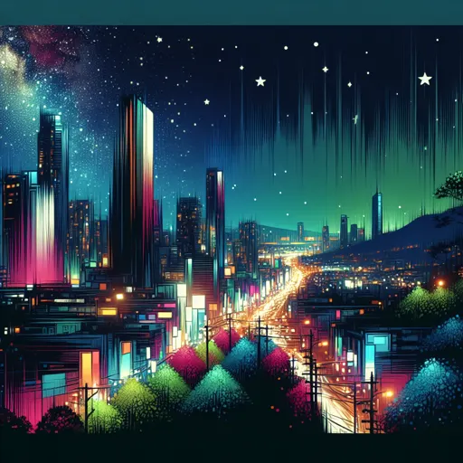 Illustration of Fribourg at night