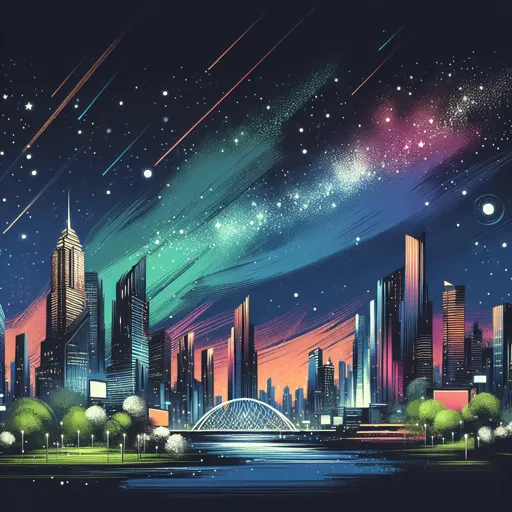 Illustration of Fukuoka at night