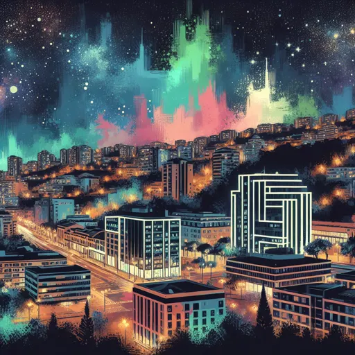 Illustration of Funchal at night