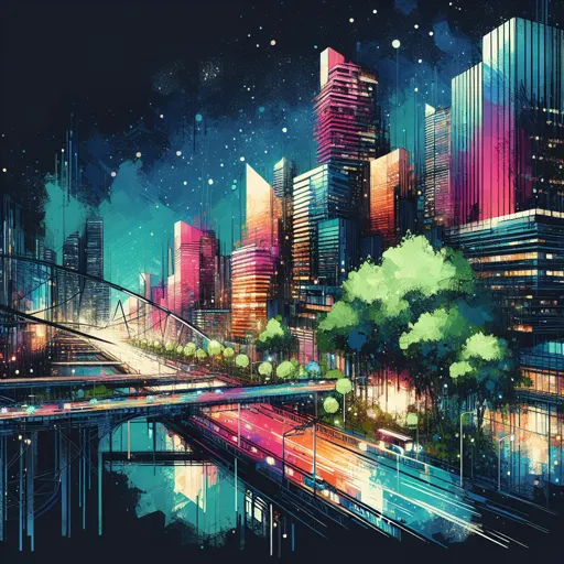 Illustration of Gaborone at night