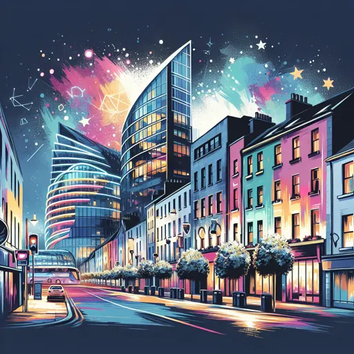 Illustration of Galway at night