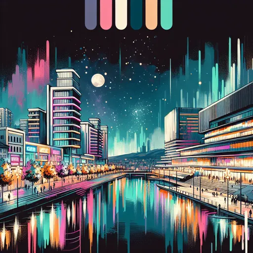 Illustration of Gaziantep at night