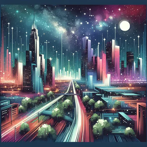 Illustration of Gdańsk at night