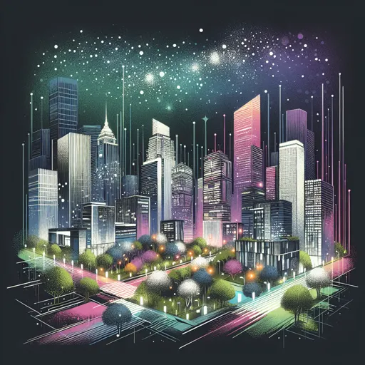 Illustration of Gdynia at night