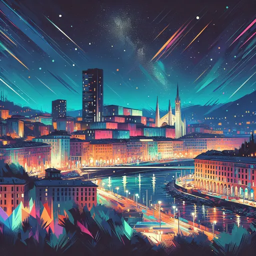 Illustration of Genoa at night
