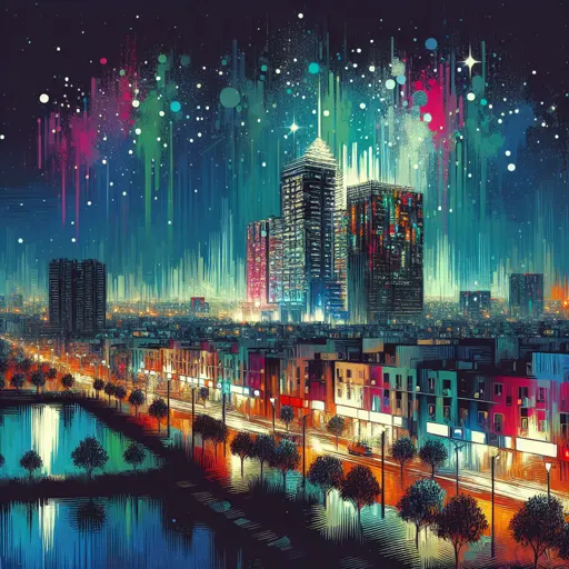 Illustration of Ghaziabad at night