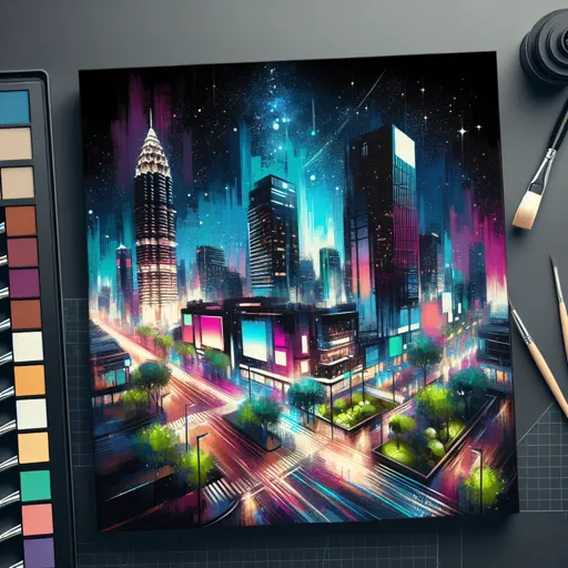 Illustration of Glasgow at night