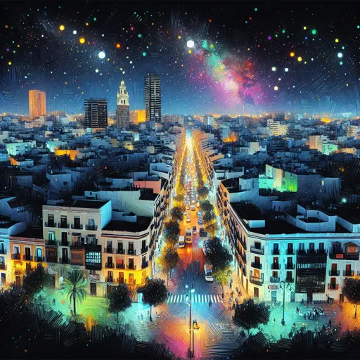 Illustration of Granada at night