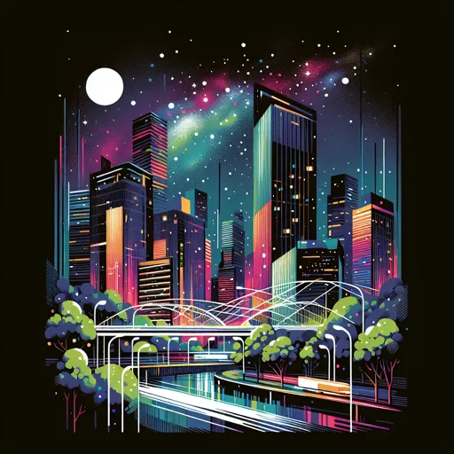 Illustration of Grand Forks at night