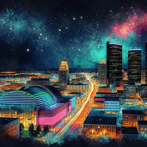 Illustration of Grand Rapids at night